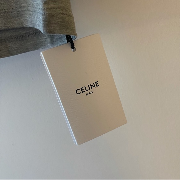 NWT Celine S Cropped Jersey T-Shirt Grey/Burgundy - Picture 8 of 10